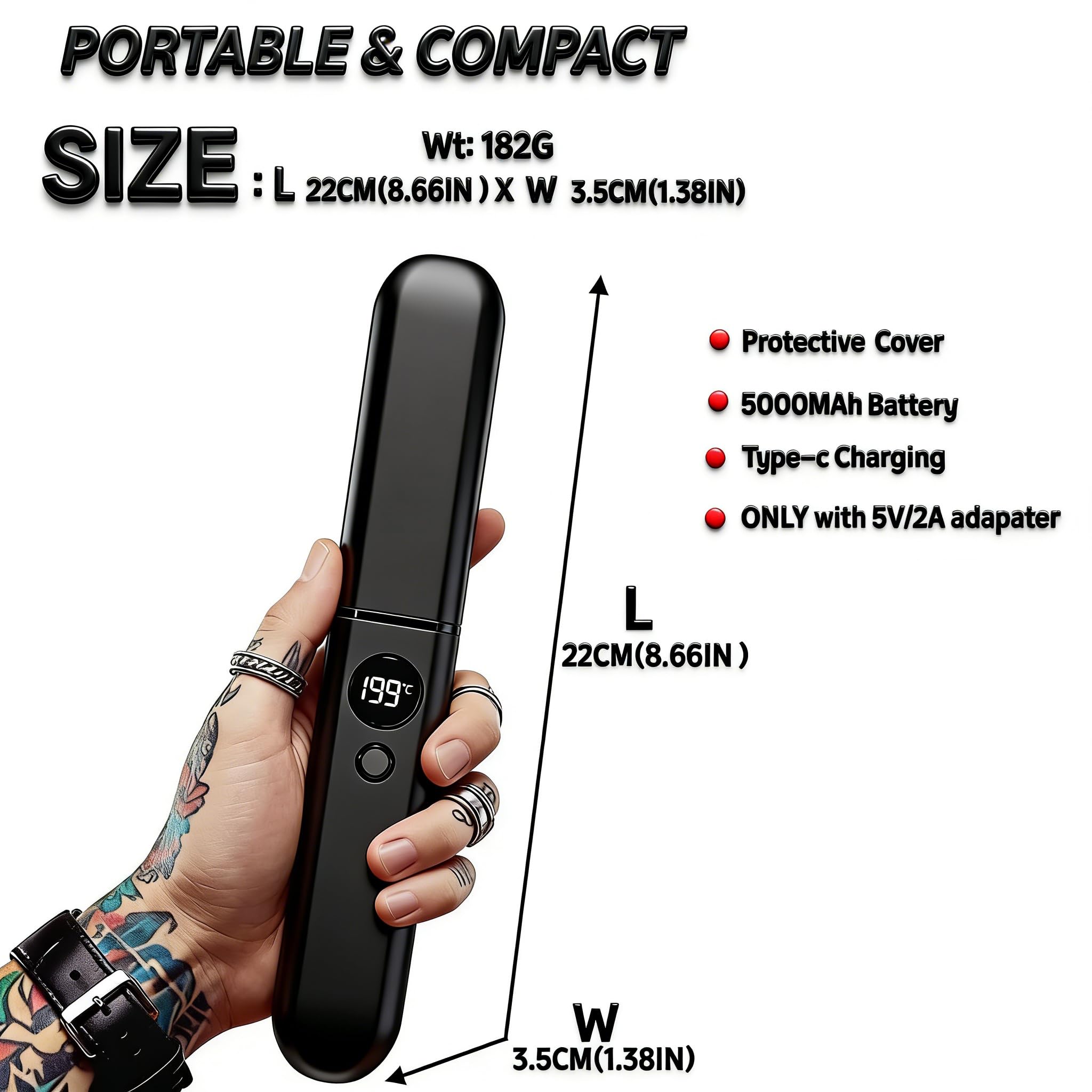 Beard Straightener for Men, Heated Beard Brush, Cordless Beard Hot Comb for Medium to Long Beards, with Travel Case, Rechargeable, 3 Temp Settings, Ionic Technology, Grooming Gift for Men(Black)