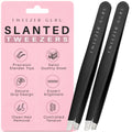 Tweezer Guru Tweezers for Women Facial Hair & Men – Precision Slant-Pointed Eyebrow Tweezer for Ingrown Hair, Blackhead & Splinter Removal (2 Black)