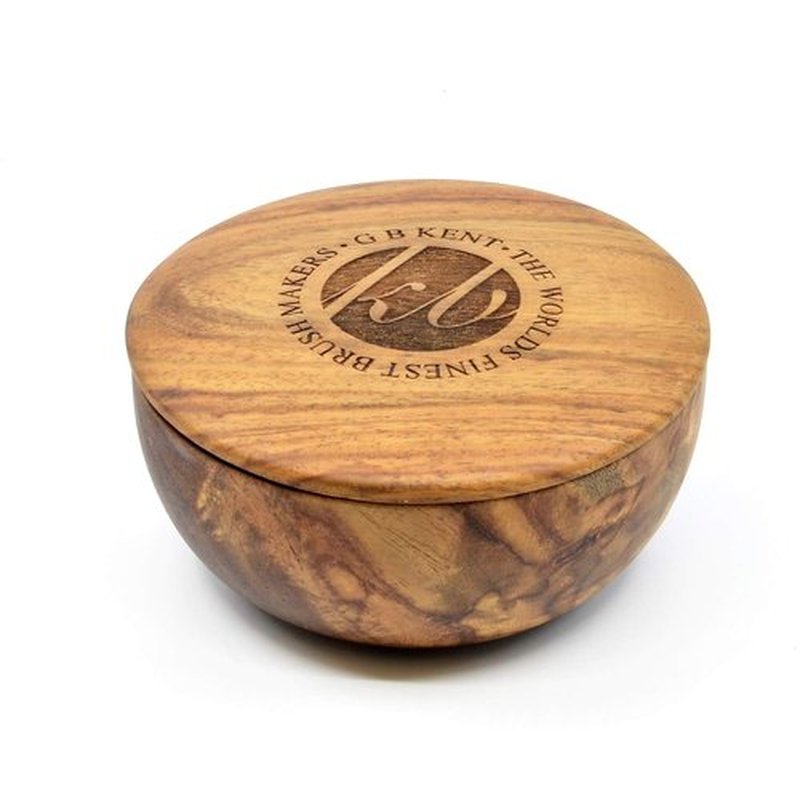 Kent SB6 Men's Shaving Soap Bowl - Dark Oak Wooden Bowl with 4.23 oz Moisturizing Shave Cream | Prevents Irritation & Razor Burn