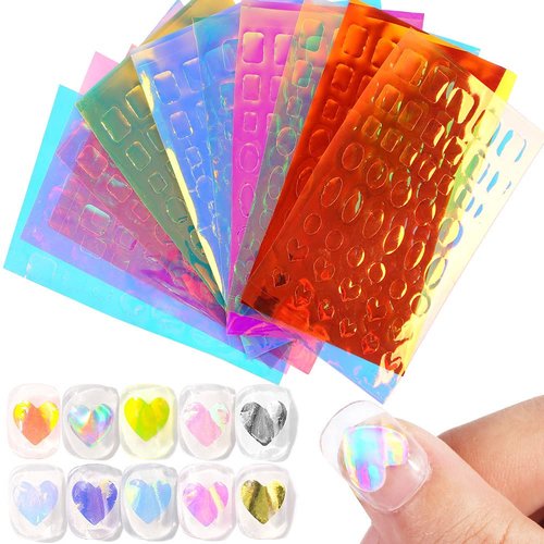 Dornail 11 Sheets Aurora Holographic Nail Foil Film - Broken Glass & Laser Nail Decals for DIY Nail Art