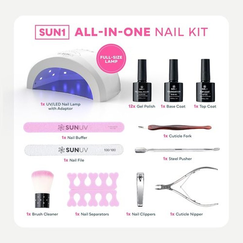 SUNUV Gel Nail Polish Kit - 23 Pcs with UV Light | 12 Vibrant Colors & Manicure Tools for Home Salon Gift