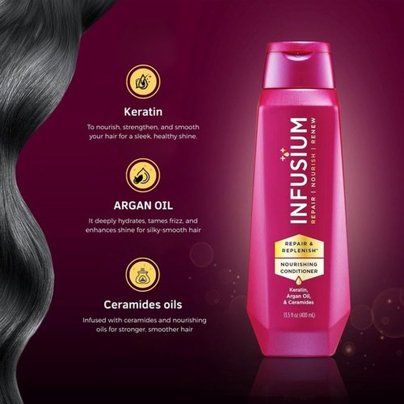 Infusium Repair And Replenish Conditioner - Nourishing Formula With Keratin & Argan Oil - 13.5 oz