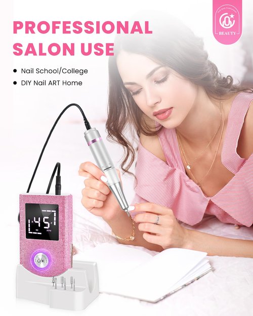 CozyZen Cordless Electric Nail Drill, 45000 RPM Rechargeable Diamond E-File, Portable & Low Noise for Acrylic/Gel Nails, Manicure & Pedicure - Professional & Home Use