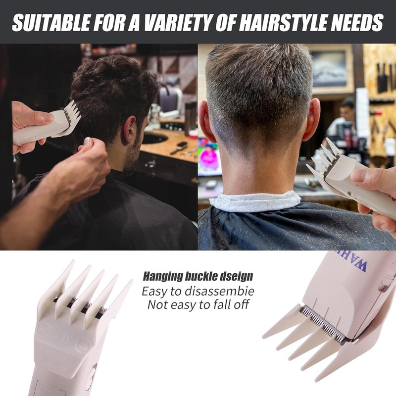Wahl Peanut Clipper Guards Set - Professional Replacement Guides, 1/8" to 1/2", 4-Piece, White