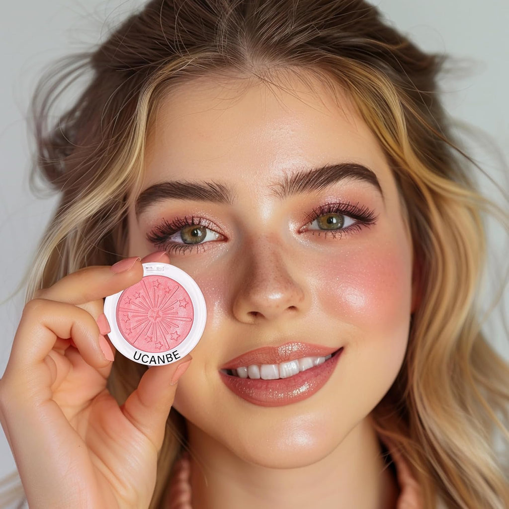 UCANBE Baked Blush Palette - Silky Blendable Powder for a Natural Coral Glow | Long-Lasting Makeup