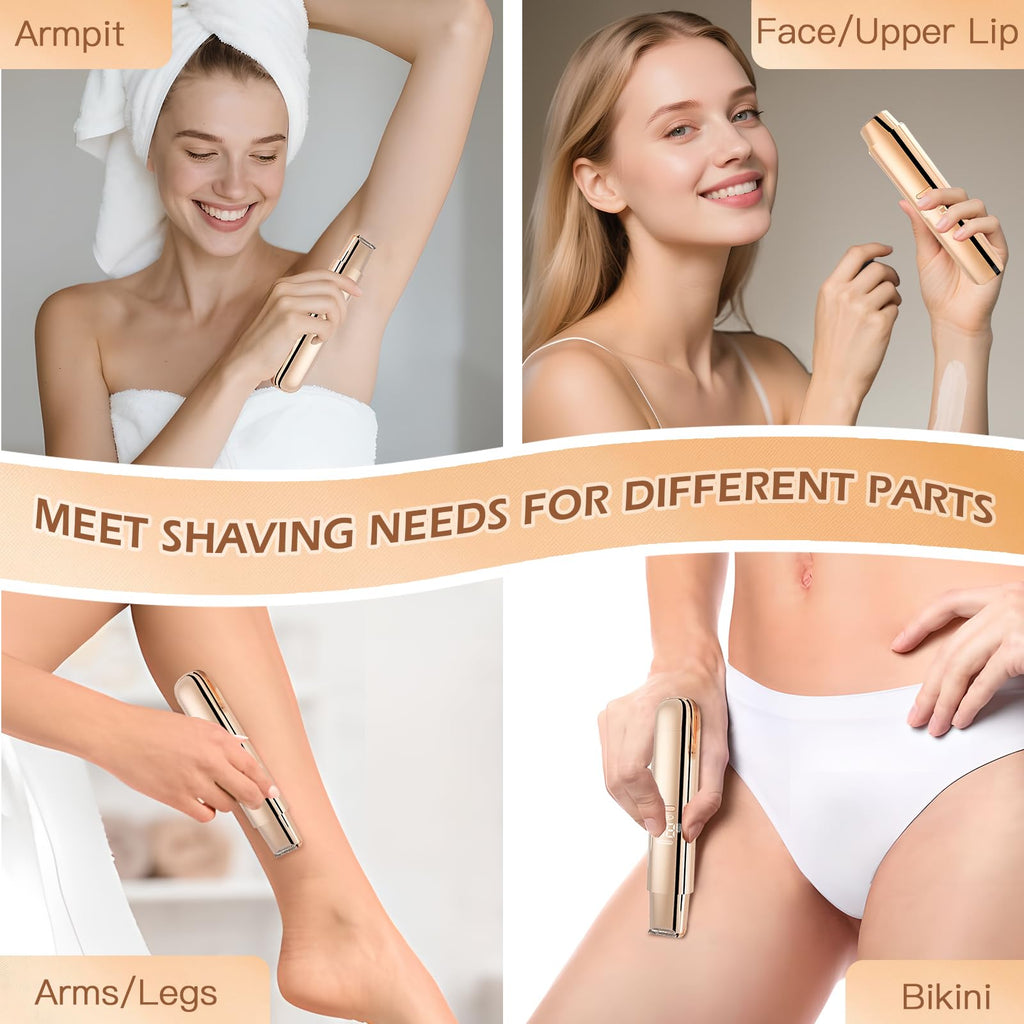 Bikini Trimmer for Women, 2 in 1 Dual-Head Electric Shaver for Women Pubic Hair, Waterproof Wet/Dry Use Body Hair Trimmer and Face Razors