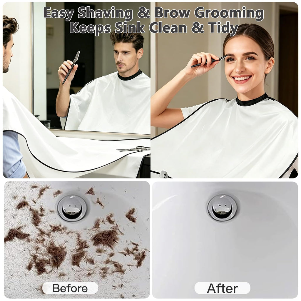 Beard Bib Apron for Men, Eyebrow Trimming Bib for Women, Christmas Gift for Shaving Beard, Hair & Eyebrow Hair Clippings, Waterproof Non-Stick Grooming Cloth with 5 Eyebrow Razors & 3 Suction Cups