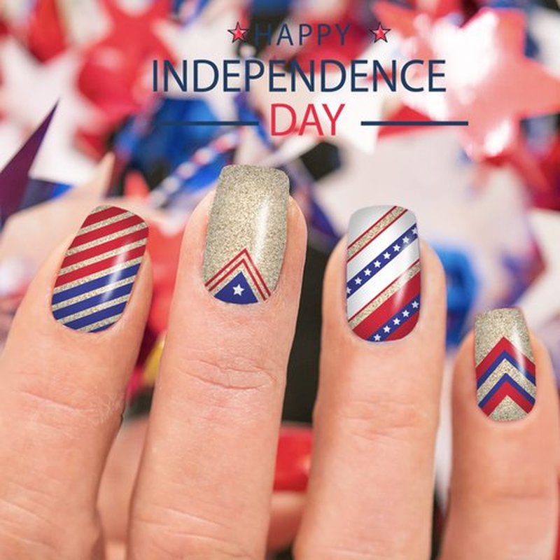 12 Sheets 4th of July Nail Wraps Stickers, Independence Day Full Nail Polish Strips, Memorial Day DIY Self-Adhesive Nail Art Decals Patriotic American Flag Pattern Decor with 2 Piece Nail Files
