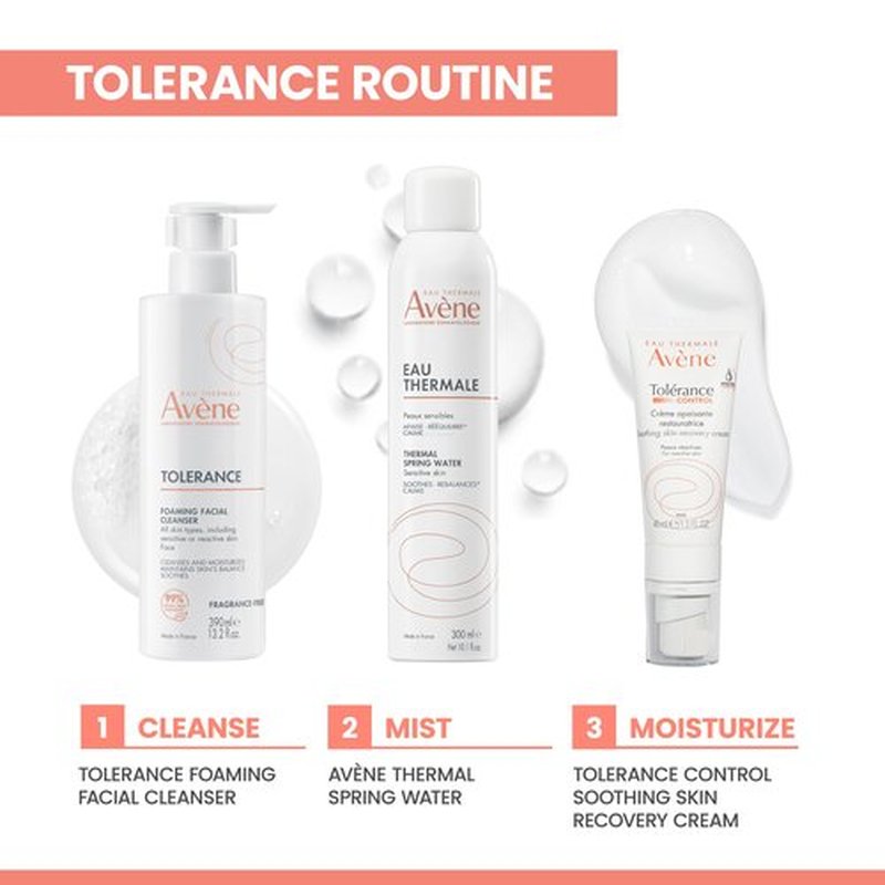 Avène Tolerance Daily Foaming Facial Cleanser, For All Skin Types Including Sensitive, Reactive Skin, Glycerin & Niacinamide Daily Use Face Wash, Fragrance-Free, Dermatologist Tested, Non-Comedogenic