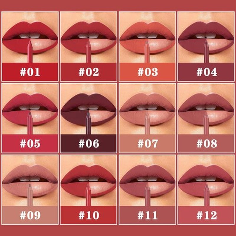 Miss Demi 12-Color Sculpting Matte Velvet Lip Liner Set | Creamy Pigmented Soft Pencils for Women