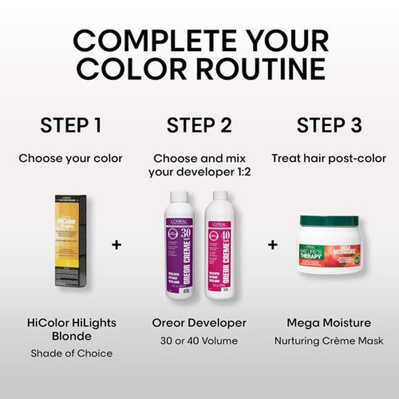L'Oréal Technique HiColor Blonde Highlights - Intense No-Drip Permanent Hair Color for Dark Hair