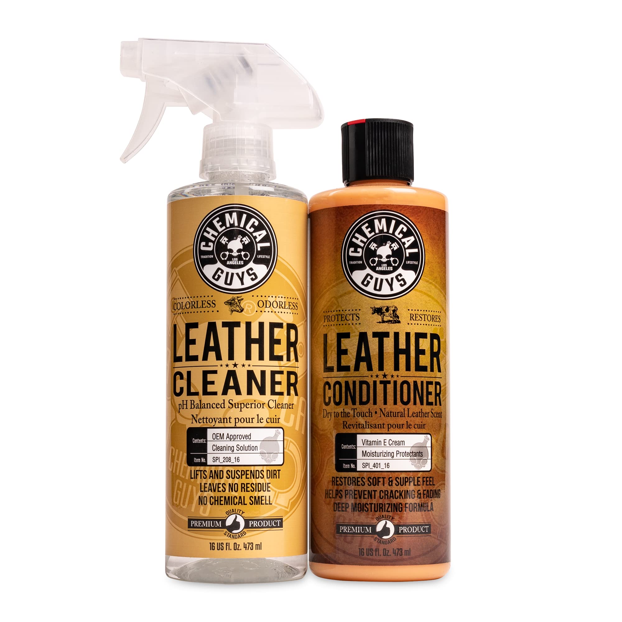 Chemical Guys, Leather Cleaner & Conditioner Kit for Cars & Home, 2 x 16 oz