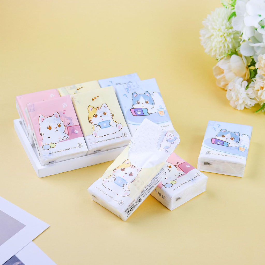 27 Packs Pocket Tissues, Small Travel Size Bulk Facial Paper Towel, Travel Essential, Purse Tissue, Individual Packet, Soft 3 Ply Portable Napkins with Cute Prints for Wedding Party (Cats)