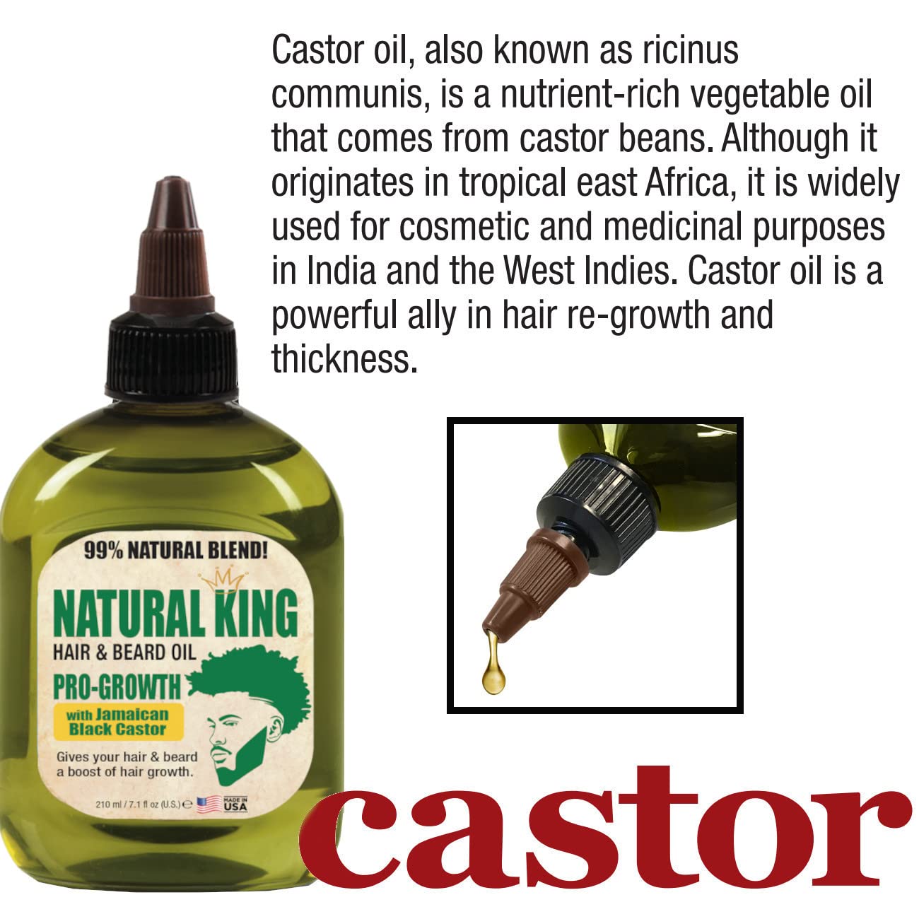 SFC Natural King Pro-Growth Hair & Beard Oil with Jamaican Black Castor Oil 7.1 oz. (PACK OF 2)