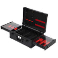 Large Barber Case Organizer, Professional Barber Briefcase with 6 Clipper Slots & 8 Shear Holders, Sliding Tray, 20" Aluminum Barber Carrying Tool Case for Clippers, Scissors, Trimmers & Supplies