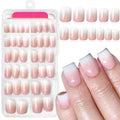 AddFavor 120pcs Ombre Press on Nails Short Square - Pink White Gradient Fake Nails Press ons Square Stick on Nails for Women