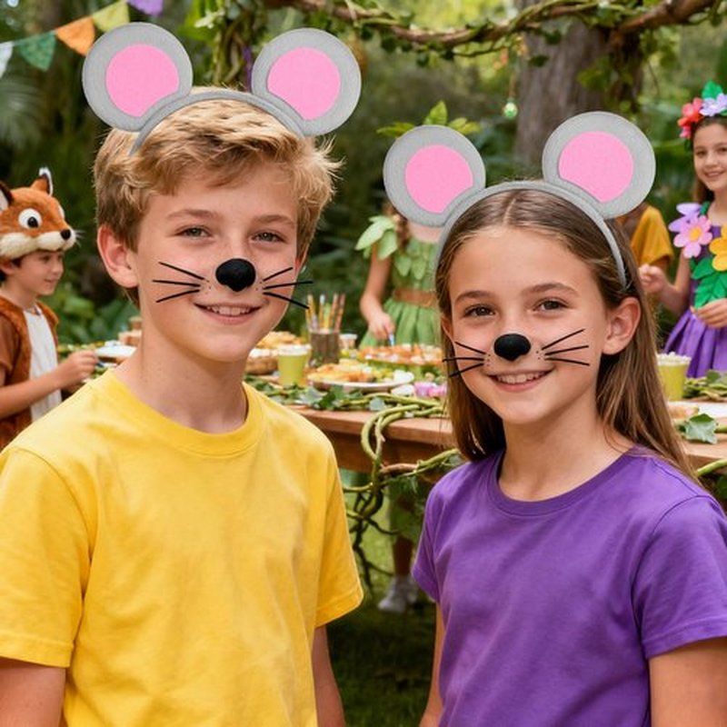 Beaupretty Mouse Ears Headband, 6pcs Mouse Costume Accessory Rat Ears Headband Kids Gray Cartoon Animal Headwear Cosplay Party Photo Props
