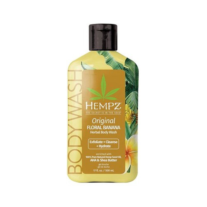 Hempz Body Wash - Hydrating Floral & Banana Scent - Exfoliating with Shea Butter & Hemp Seed Oil | 17 fl oz