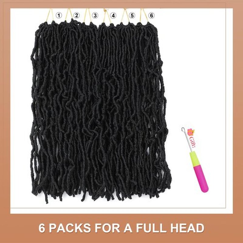 Soft Locs 24 Inch 8 Packs Crochet Hair Faux Locs Pre-looped Super Lightweight Goddess Locs Synthetic Crochet Hair Braids For Black Women (1B, 24 Inch（Pack of 8）)