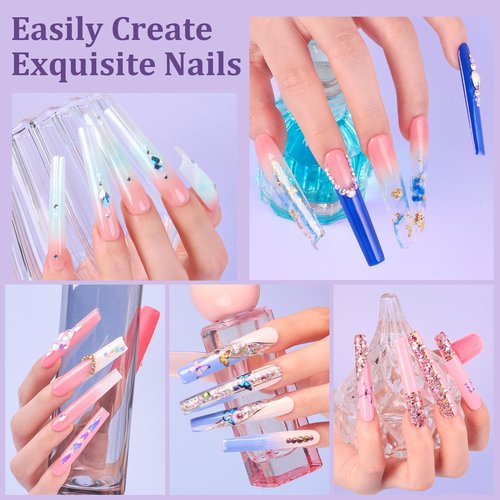 Fake Nail Tips White Clear: Sweet Trend No C Curve Tapered Square Nail Tips for Acrylic Nails - 480Pcs 12 Sizes Extra Long Straight Nail Extension Kit - with Glue Remover & Glue Acrylic Clippers Set