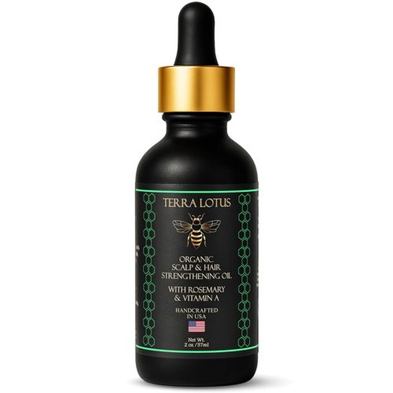 Terra Lotus - Organic Hair Oil, for Hair Growth, Split Ends & Dry Scalp Treatment - With Rosemary & Mint for Strengthening, Soothing, Moisturizing & Encouraging Longer, Healthier Hair (2 Fl Oz)