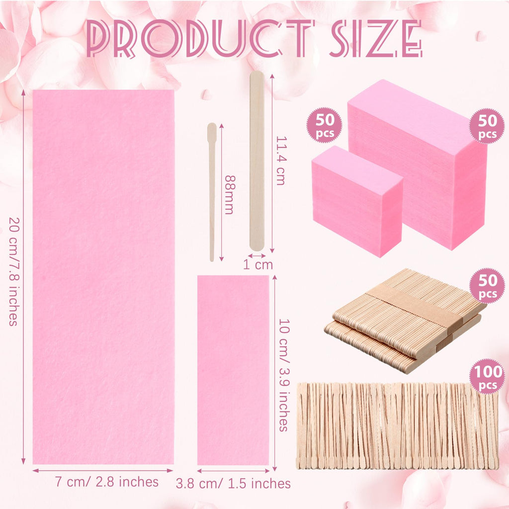 Yaomiao 250 Pieces Waxing Kit for Women and Men - Hair Removal Strips, Wax Applicator Sticks for Body and Skin (Pink)