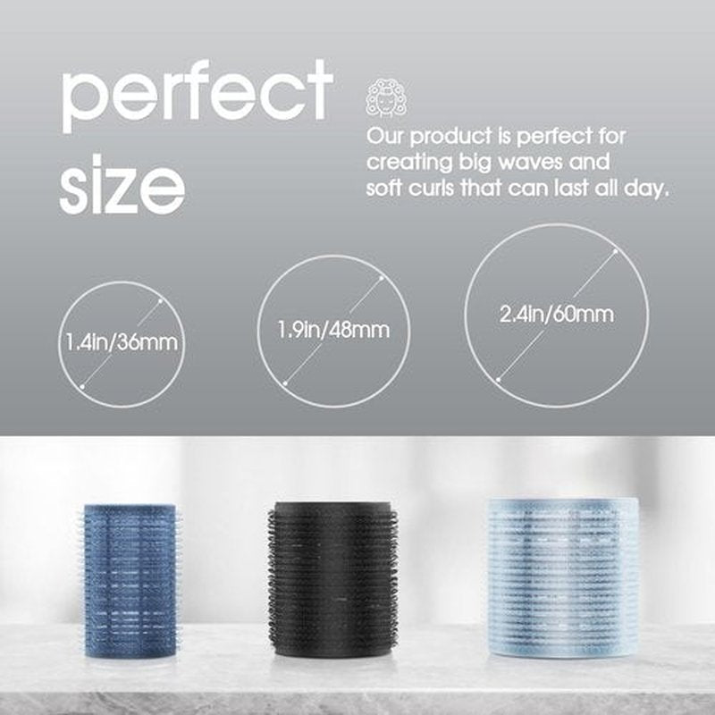Skiennix Hair Rollers Set - 9 Pcs Heatless Curlers for All Hair Types | Self-Grip, Dark Blue