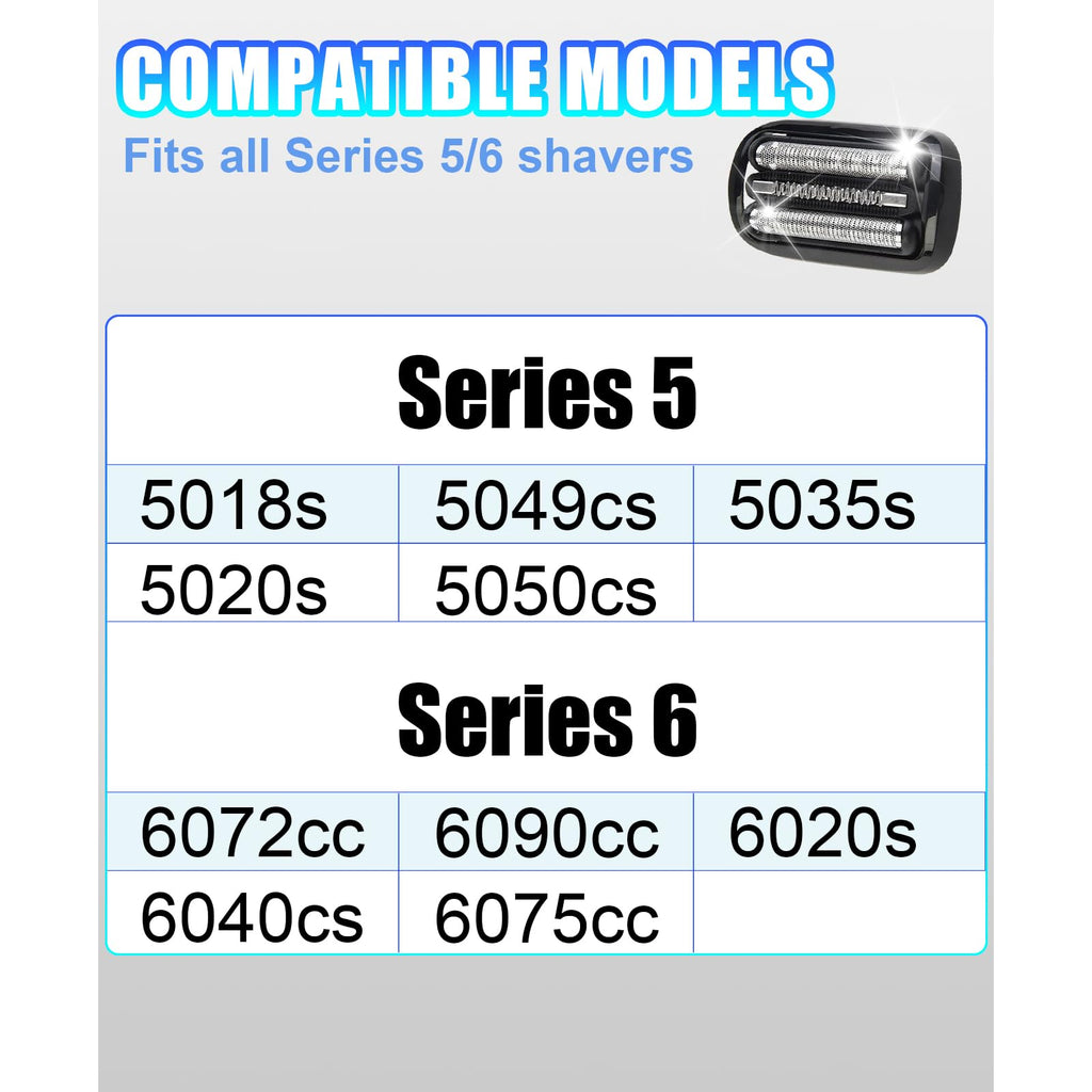 Series 5/6 53B Replacement Head for Braun Shavers, 2 Pack