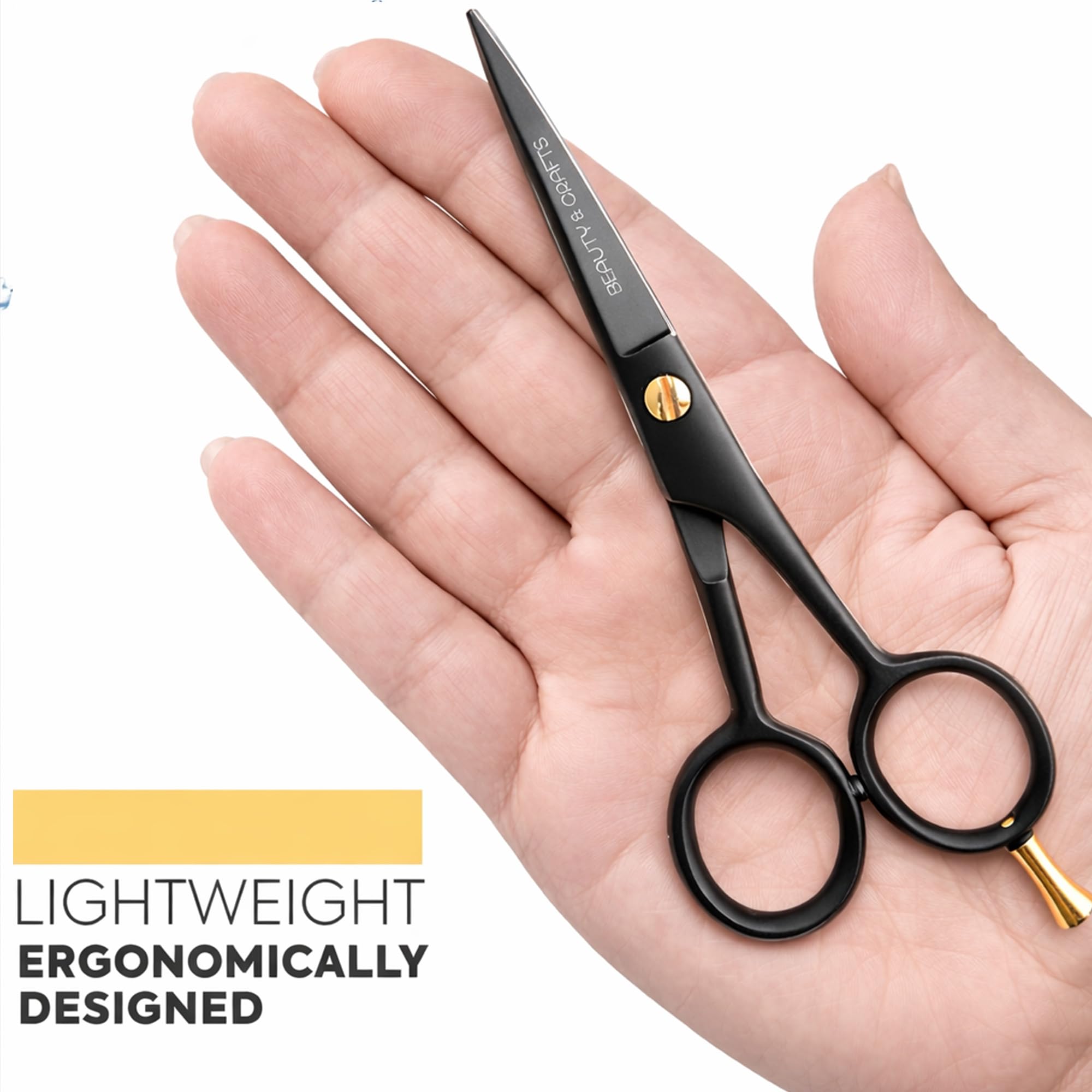Beauty & Crafts- 5’’ German Beard Mustache Scissor with 2 Comb and Carrying Pouch-Premium Hair Trimming Kit for Men's Facial Hair -Perfect Shears for Personal Grooming, Cutting & Styling (Silver)