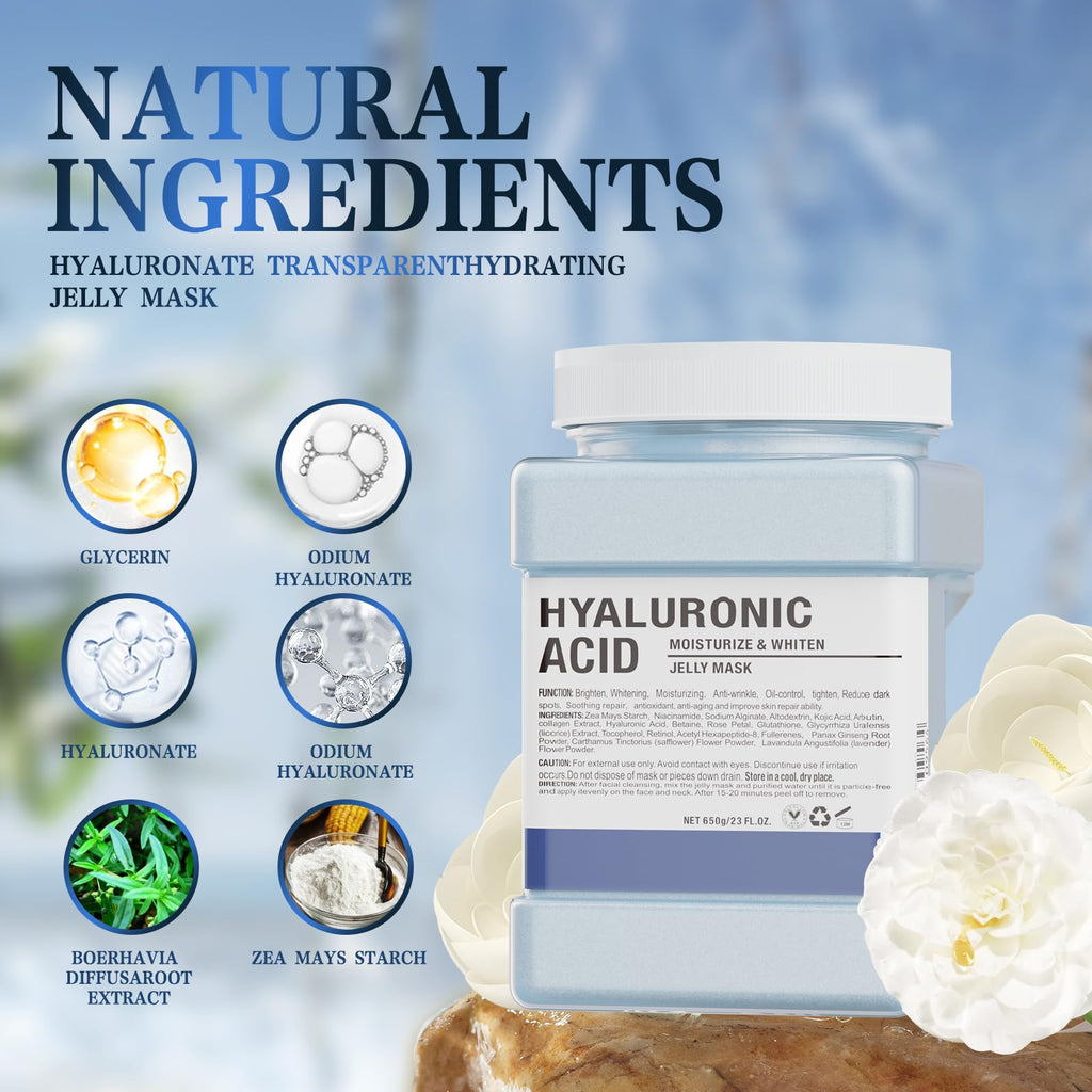 Truvenum Jelly Face Mask,Hyalorunic Acid Jelly Mask Powder for Facials, Moisturizing& Hydrating Jelly Mask Powder, Professional Peel Off Hydro Jelly Mask With Bowl Set Jelly Mask DIY Spa 23 Fl Oz