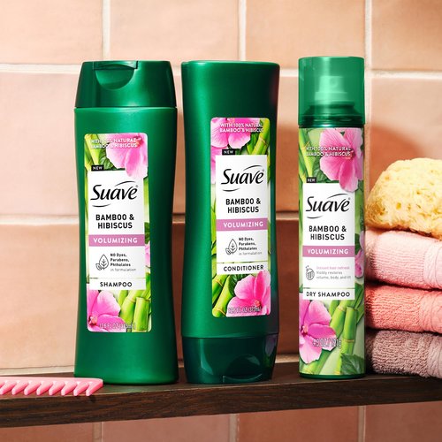 Suave Shampoo and Conditioner Set, Bamboo & Hibiscus – Volumizing Hair Products for Flat and Fine Hair, 12.6 Oz Each