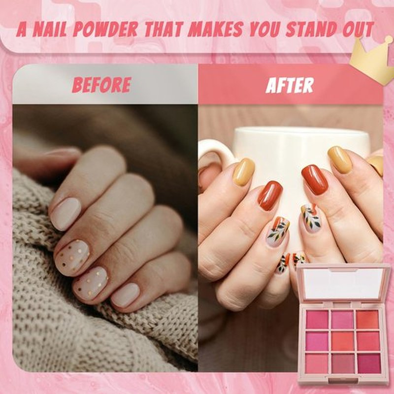 MKNZOME 18 Colors Nail Pigment Powder Palette, Pigment Powder for Nails Set and Nail Art Sponges with Grabbing Pen, Ombre Aura Pigmentos para Uñas, D+F