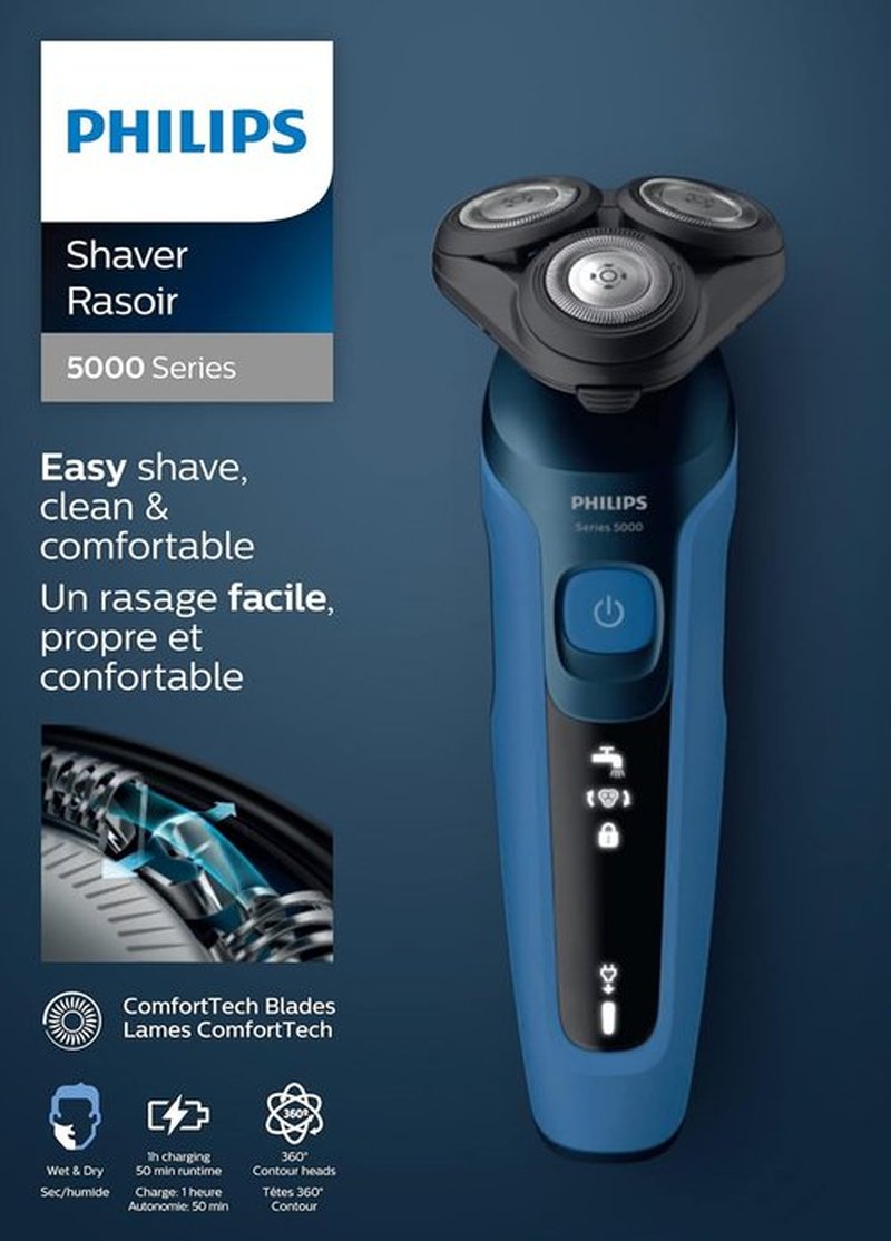 Philips Series 5000 Electric Shaver - Wet & Dry Technology for Smooth Shaving | Model S5466/17