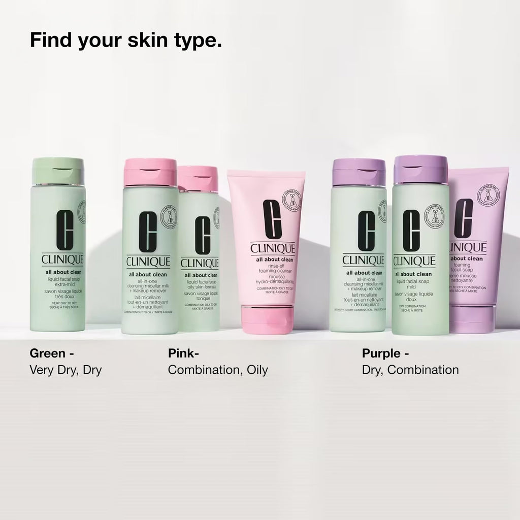 Clinique All About Clean Liquid Facial Soap | Gentle Face Cleanser For Oily Skin | Type 3 & 4 Face Wash | Step 1 in 3-Step Skin Care Routine, 13.5 Fl Oz
