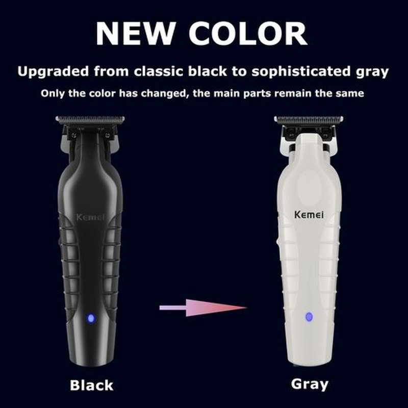 KEMEI 2299 Beard & Hair Trimmer for Men Professional, Zero Gapped Hair Clippers for Men Cordless Trimmers for Barbers, Gray
