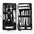 19-Piece Professional Nail Clippers & Grooming Kit (Black) – Fingernail and Toenail Cutters Manicure Pedicure Set with Travel Case for Men and Women
