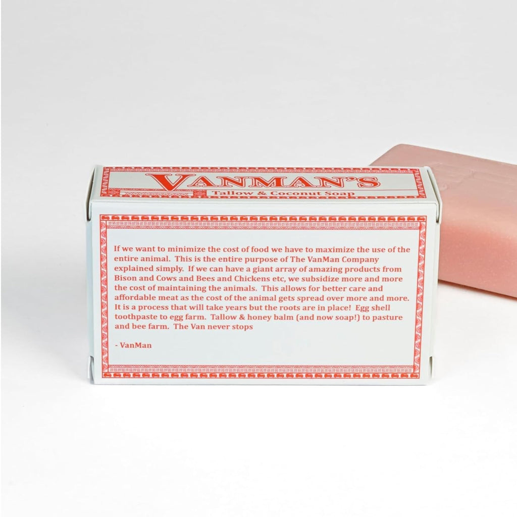 VanMan Beef Tallow and Coconut Oil Bar Soap – Pure Grass-Fed Beef Tallow Soap with Coconut Oil & Kaolin Clay, Subtle Grapefruit Scent, Hydrating & Nourishing, Clean Ingredients, 3.8oz - 10 Pack