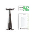Leaf Shave | The Thorn Razor Set, Mercury - Includes Thorn Razor, Matching Stand, 50-Pack of Single-Edge Blade Refills, and Blade Bank