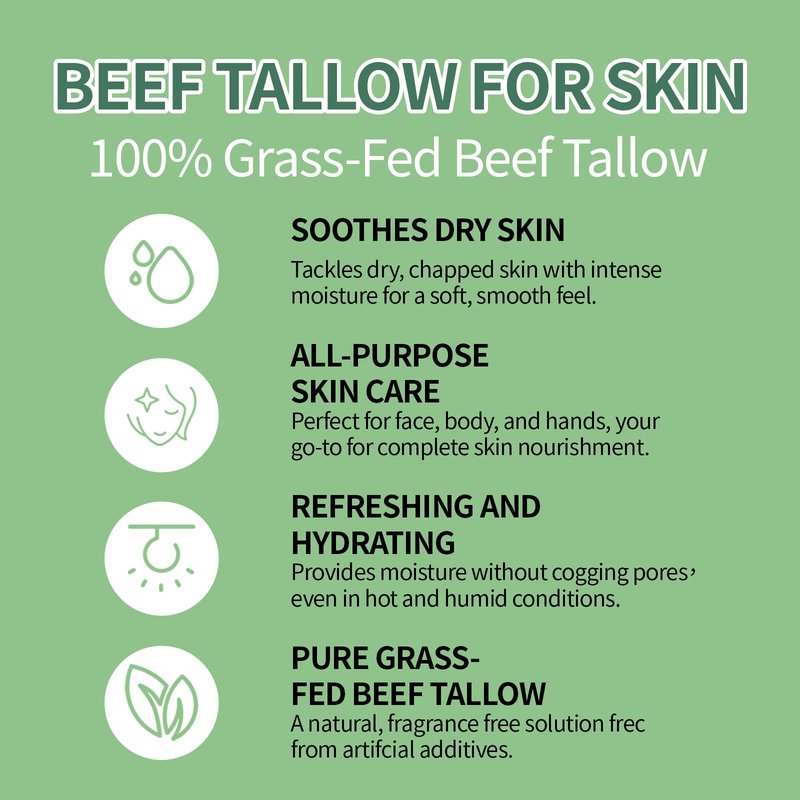 ZTSGU Beef Tallow for Face, Lasting Moisturizer Whipped Beef Tallow and Honey Balm for Face & Body Skin Care.(Unscented)