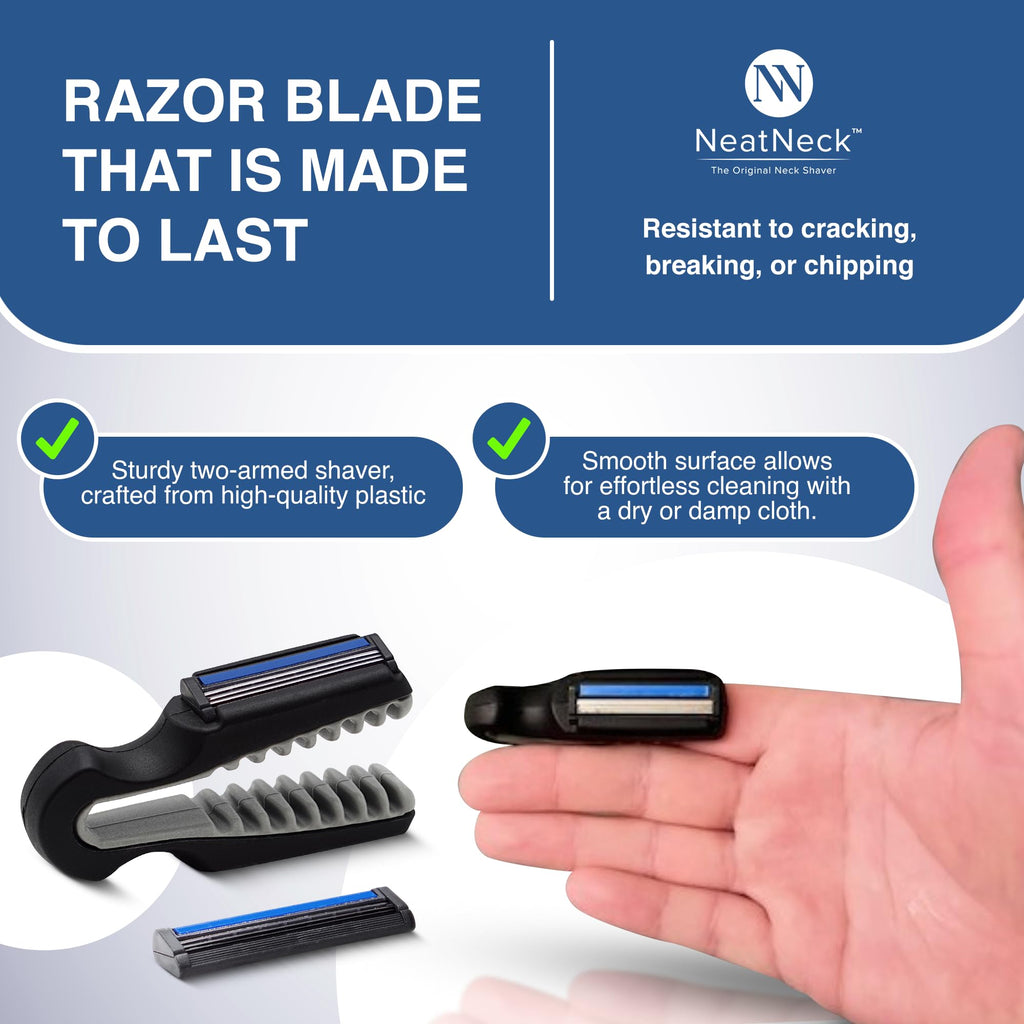 NeatNeck Precision Neck Shaver for Men and Women - Compact & Comfortable Grip with 3 Disposables Razor Blades - Smooth Shave for Harry Necks - Portable Design, Up to 30 Uses - Helps Sensitive Skin