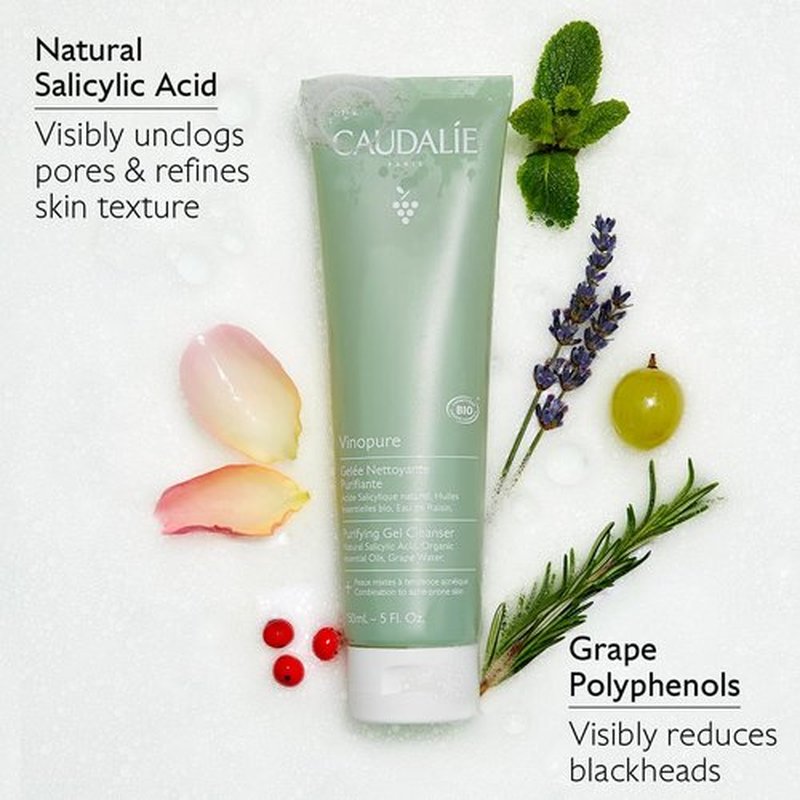 Caudalie Vinopure Acne-Prone Skin Trio - Skin Perfecting Serum, Purifying Gel Cleanser & Spot Solution