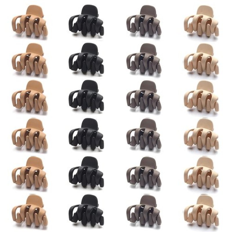 Cobahom 24 Pack Small Hair Claw Clips 1.2 Inch Plastic Matte Hair Clips for Thin Hair No-Slip Mini Hair Clip Hair Styling Accessories for Women and Girl (Black, Brown, Apricot, Chocolate)