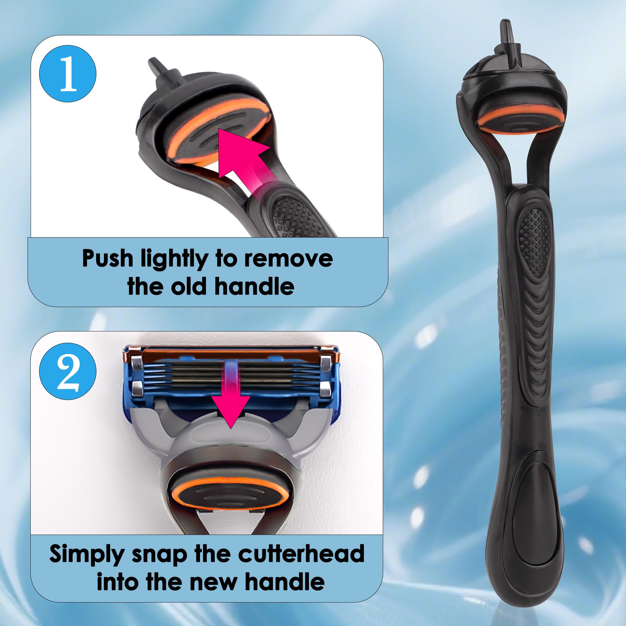 TOCCOOL Plastic Razor Handle Replacement, Men's Shaving Razor Handle, Shaver Handle Compatible with Gillette Fusion 5 Proshield & Proglide Blade Refill