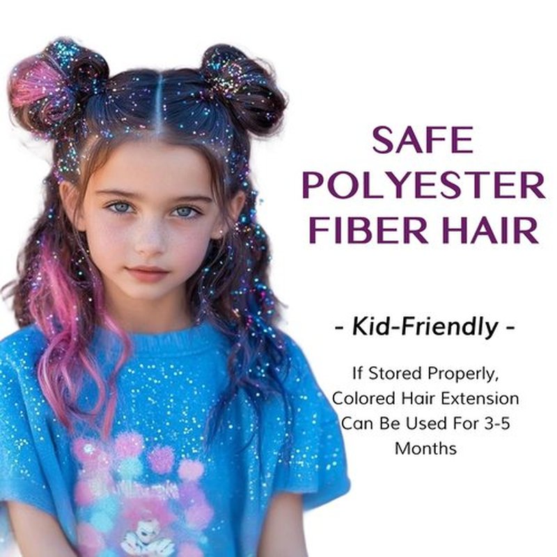 IDN BEAUTY Hair Tinsel Clip in, 6pcs Silver Sparkling Tinsel Hair Extensions 3s Wear and Go for Party Daily Travel Birthday, 24Inch Hair Accessories for Girls Women Kids