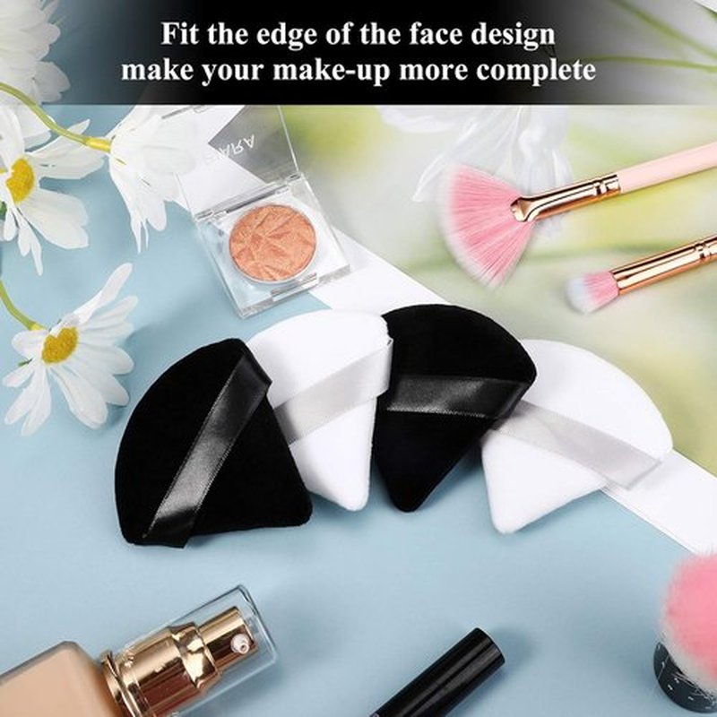 Maitys Powder Puff - 12 Soft Triangle Makeup Sponges for Loose Powder | Washable & Reusable (Black & White)