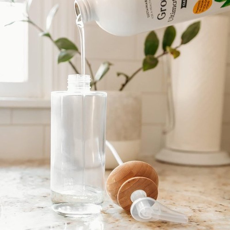 Full Circle Soap Opera Recycled Glass Soap & Lotion Dispenser - 12-Ounce Clear with Bamboo Lid