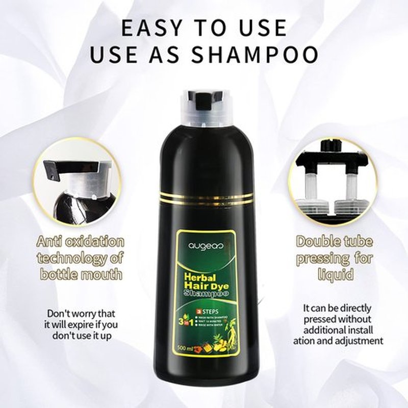 Ivnil Augeashair Dark Brown Hair Dye Shampoo for Gray Augeas Instant Color 3 in 1 Women and Men Augeo, Herbal Ingredients 100% Grey Coverage 500ML