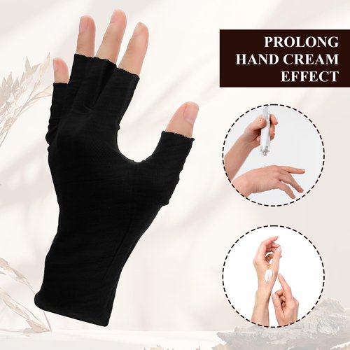 Heclia 8 Pairs Black Cotton Moisturizing Gloves Fingerless Touchscreen Moisturizing Gloves for Dry Hands Sleeping, Cotton Quilting Glove, Size M, Eczema Glove for Men and Women 7.09×4.33 inches