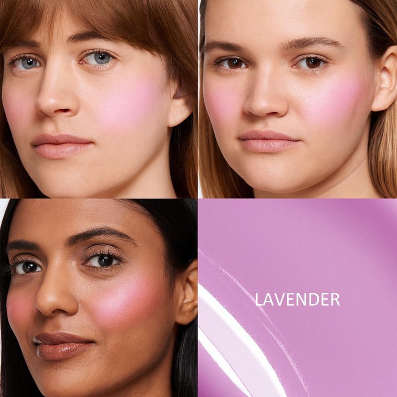 UCANBE Dual-Ended Liquid Blush with Angle Applicator & Built-In Brush, Seamless Buildable Blendable Lightweight Cheek Tint Makeup, Long Lasting Creates Dewy Natural Flush Finish - Lavender