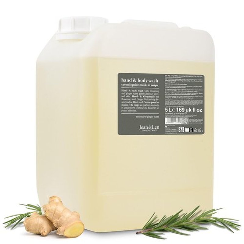 Jean & Len Hand & Body Wash - Rosemary & Ginger Scent | Cleans & Nourishes Skin, 169.07 Fl. Oz.